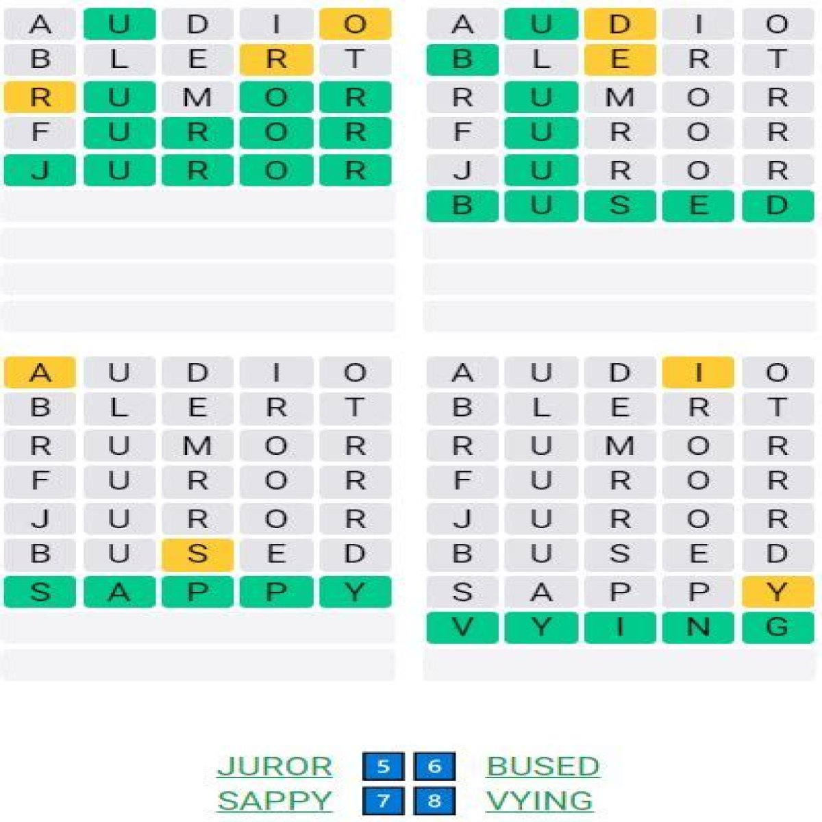 Daily Quordle answers: What are today's Quordle game words (June 17)